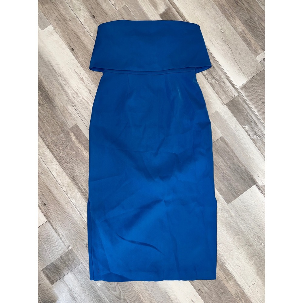 C/MEO COLLECTIVE Popover Midi Dress Womens Blue Strapless Sheath Large